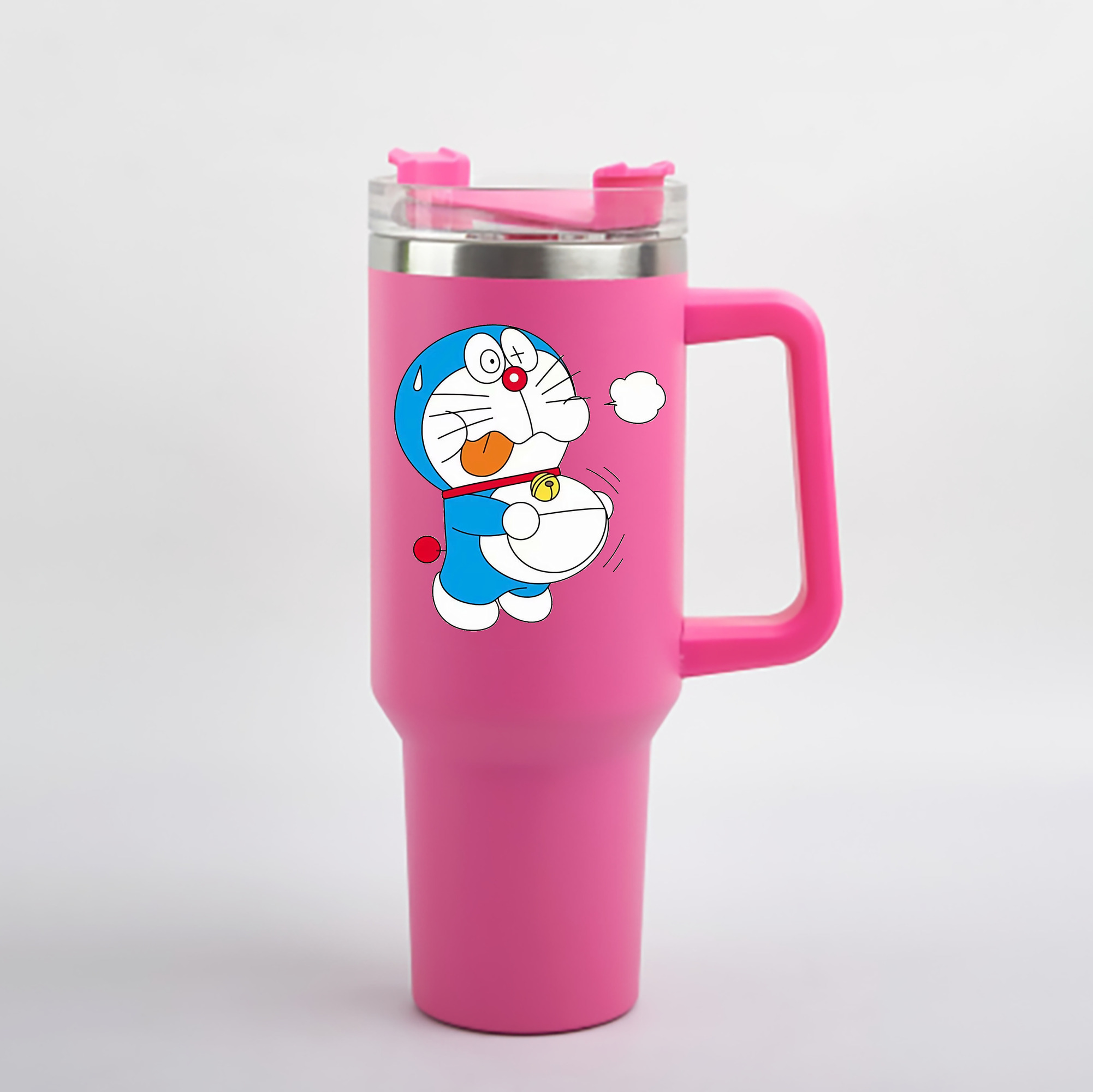 （画像用） ドラえもん Doraemon 1200mL車用タンブラー - クリスタルステッカー（プラスチックストロー付き）